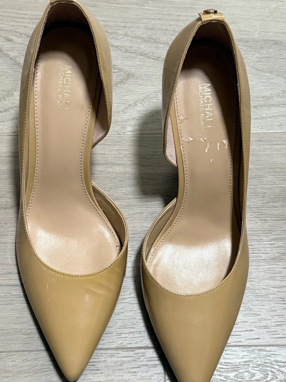 Michael Kors Beige Patent D'Orsay Pointed-Toe Pumps